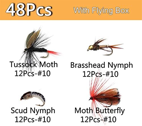 OutdoorFishing Fly Fishing Flies Kit Fly Assortment Trout Bass Fishing with Fly Box, 33/48/72/100/114/148pcs with Dry/Wet Flies, Nymphs, Streamers, Popper - Image 2