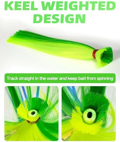 BLUEWING Sea Trolling Lures with Lead Head Saltwater Fishing Witches Big Game Ballyhoo Skirt for Tuna, Wahoo, Sailfish, Mahi Mahi 1oz, 2oz, 4oz, 6oz, 8oz - Image 3