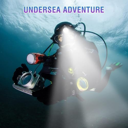 Rechargeable Diving Headlamp High Lumens Scuba Diving Headlight Super Bright IPX8 Waterproof Dive Swimming Submarine Headlamps,3 Modes Underwater Safety Light with Power Indicator for Snorkeling - Image 6