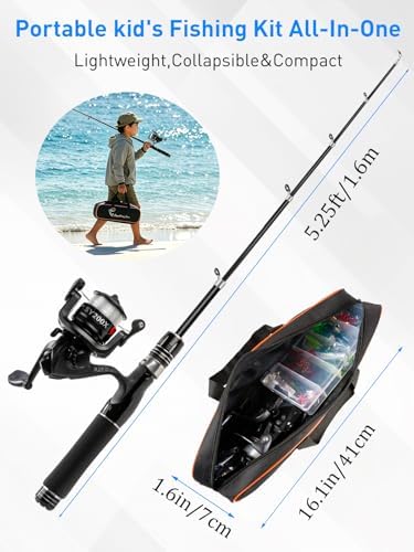 Fishing Pole Kit, Carbon Fiber Telescopic Fishing Rod and Reel Combo with Spinning Reel, Line, Bionic Bait, Hooks and Carrier Bag, Fishing Gear Set for Beginner Adults - Image 2