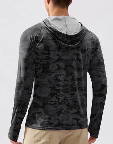 Pudolla Men's Sun Protection Hoodie Shirts UPF 50+ Fishing Hiking Shirt - Image 2