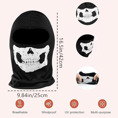 Skeleton Gloves and Skull Mask, Ghost Balaclava Halloween - Image 2