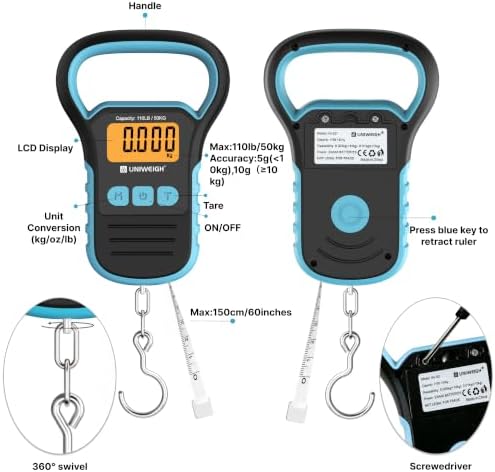 UNWEIGH Fishing Scale with Lip Gripper,Waterproof Hanging Scale,60 in Ruler - Image 3