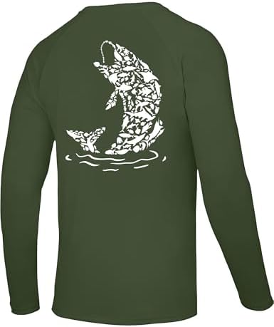Men's Fishing Shirt Long Sleeve, UPF50+ UV Protection Sun Shirts, Quick Dry Graphic T Shirt for Running Hiking by Twekfish