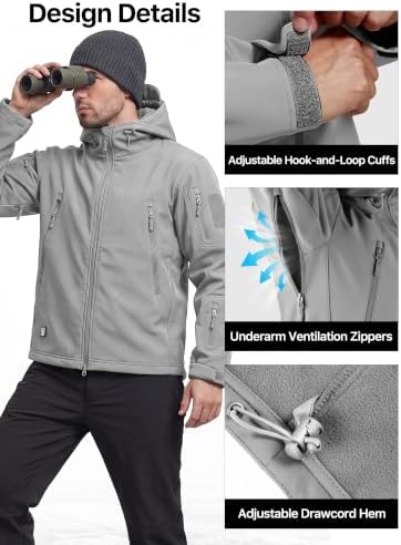 FREE SOLDIER Men's Hooded Waterproof Softshell Jacket - Image 6
