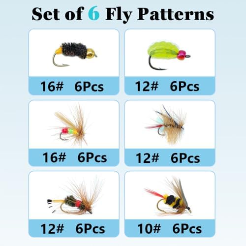 36PCS Fly Fishing Flies Kit with Storage Box, Hand Tied Flies for Lakes - Image 3