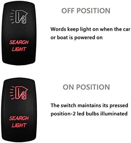 12V 24V Dual RED Led Search Light Rocker Switch with Wires 5 PIN ON-Off Laser Etched Switches for Car Boat Marine Yacht Fishing Boat Console Replacement Switch IP66 - Image 5