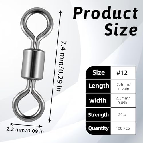 InnoHHustle 100 PCS Micro Swivels for Fly Fishing, Stainless Steel Swivels Fishing Tackle Small Rolling Barrel Swivel High Strength Hook Line Connector Fly Fish Tackle Swivel with Black Coating - Image 2