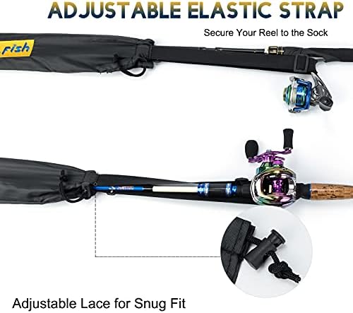 Dr.Fish Fishing Rod Socks Fishing Pole Sleeves Rod Protector Tangle-Free Lightweight Nylon Adjustable Rod Cover Protector for Spinning Rod Baitcasting Rod Surf Rod Fishing Rod Tube Case - Image 3