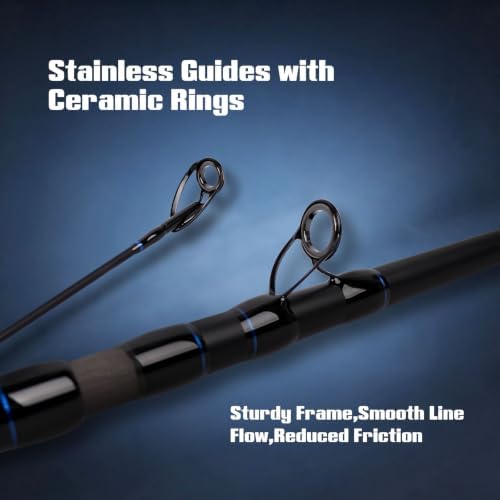 Fiblink Surf Fishing Rod,Portable Spinning Rod & Casting Rod,3/4 Piece Travel Fishing Pole,Carbon Fiber Surf Rod,Stainless Steel Guides with Ceramic Rings,No-Slip Grip(9'/10'/10'6"/12'/15') - Image 5