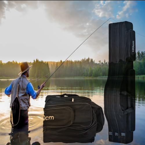 Fishing Bag 3 Layers Fishing Pole Bag,Portable Oxford Folding Rod Carry Case,Fishing Reel Tackle Storage Bag Case - Image 6
