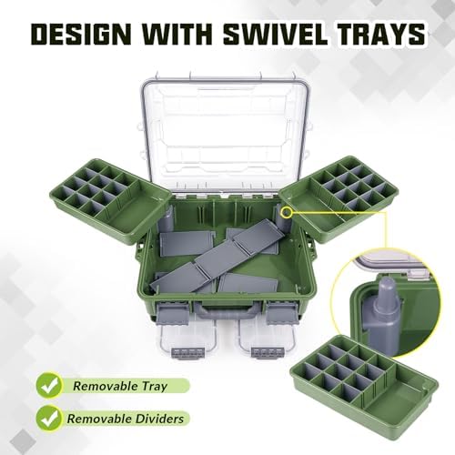THKFISH Waterproof Tackle Box, Portable Fishing & Tackle Storage Box with Two 3500 Stowaway Boxes and Removable Dividers, Tackle Box, Thicker Floating Airtight Stowaway,Pink/Green/Blue/Grey - Image 2