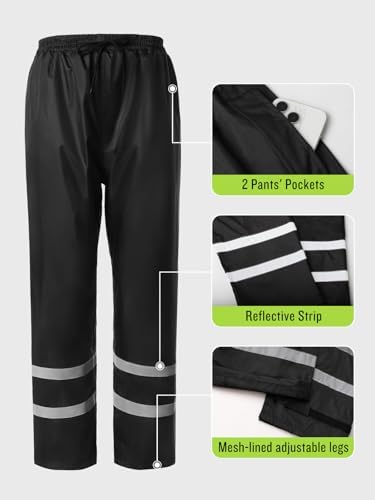 Men's Rain Suit High Visibility Reflective Work Rain Jacket Pants for All Sport Farm Fishing Motorcycle - Image 6