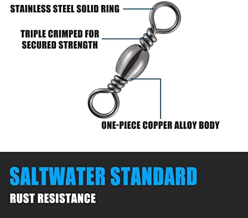 Dr.Fish Barrel Swivels Fishing Tackles, Fishing Swivels for Salwater & Freshwater, Available from #16-#6/0, Leader Line Lure Connector - Image 7