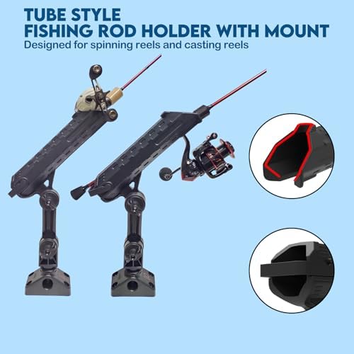 Fishing Rod Holder for Kayak & Boat with Side Deck Mount, 360 Degree Adjustable, Compatible with Spinning, Casting, Fly Reels - Image 4