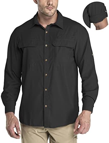 33,000ft Men's Long Sleeve Sun Protection Shirt UPF 50+ UV Quick Dry Cooling Fishing Shirts for Travel Safari Camping Hiking by 33000ft