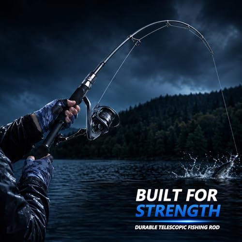 Fishing Rod and Reel Combo Kit—Telescopic Fishing Rod, Collapsible Fishing Rod, Portable Fishing Set w/Tackle Box, Lures & Bag, 4.2oz Carbon Fiber, 5.2:1 Anti-Twist Reel, Freshwater/Light Saltwater - Image 3