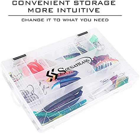Sougayilang Fishing Tackle Boxes - 3600 3700 Plastic Storage Organizer Box with Removable Dividers - Fishing Tackle Storage - 4 Packs Transparent Tackle Trays - Image 4