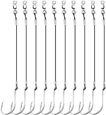 Circle Hooks Rigs,Steel Catfish Hook Rig,Octopus Fishing Hook with Leader,Fishing Circle Hook Wire for Saltwater Freshwater by SEAOWLFISHING