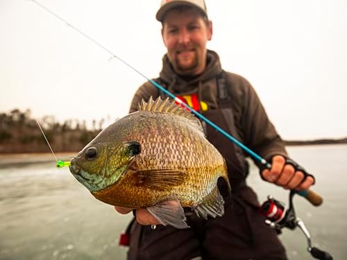 Northland Tackle Rigged Tungsten Pin Fry Ice Fishing Jig with Minnow Fry Body, 2 Pre-Rigged Jig Heads & 3 Extra Ice Fishing Plastics, Tungsten Jig Heads for Panfish, 1/28 Oz, Glo White - Image 4