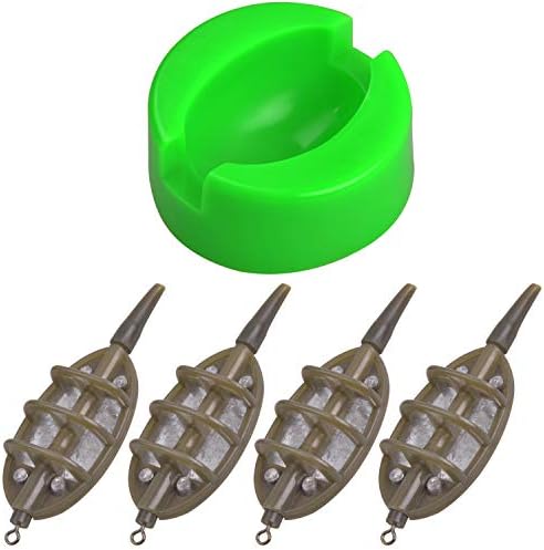 Carp Fishing Method Feeder Set 4 Inline Method Feeders with 1 Quick Release Carp Fishing Equipment Tackle for Baits Holder Tool by SILANON