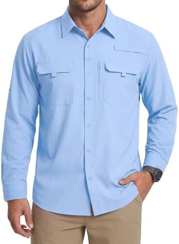 WULFUL Men's Sun Protection Fishing Shirts UPF 50+ Lightweight Quick Dry Cooling Long Sleeve Shirts for Work Hiking Safari by WULFUL