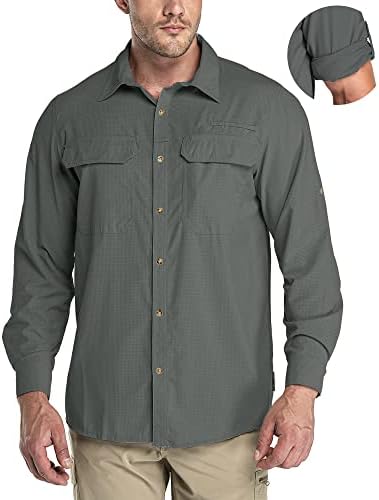 33,000ft Men's Long Sleeve Sun Protection Shirt UPF 50+ UV Quick Dry Cooling Fishing Shirts for Travel Safari Camping Hiking by 33000ft