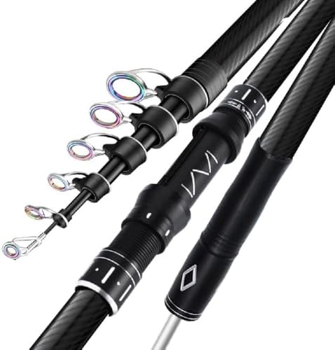 7-15Ft Black Heavy Telescopic Surf Casting Rod Carbon Fiber 20-40lb 1-7oz by GTOFYUFishingOfficialClub