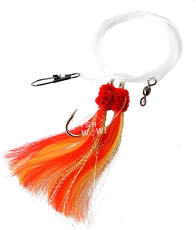 5 Packs 5/0 Shrimp Flying rig with red Yellow Shiny Krystal Flash - Image 3