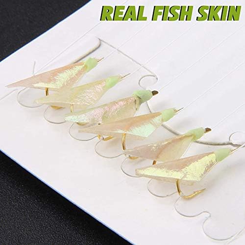 Fishing Rigs Saltwater Bait Lures, 10 Packs Bait Rigs Luminous with Fish Skin Feather Hook Size 4 6 8 - Image 4