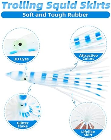 BLUEWING Trolling Squid Skirts Fishing Saltwater 2,3,5,8,12 Inch Octopus Lures 1pcs/5pcs - Image 2