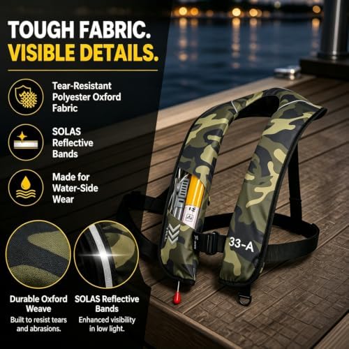 Automatic Inflatable Life Jacket | Low Profile PFD for Adults | Compact Design Self Inflating Life Vest | Supports up to 330 lbs - Image 2