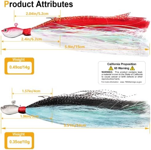 Fishing Jigs Kit Bucktail Jigs Hair Swimbait Heads Marabou Feather - Image 2