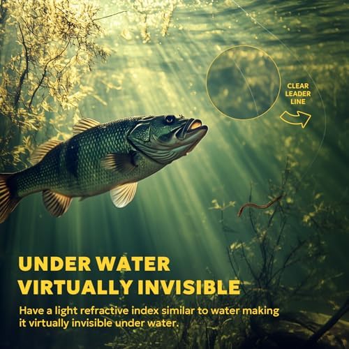 SF 100% Pure Fluorocarbon Leader Material Fishing Line Virtually Invisible Shock Resistant Increased Sensitivity Sink Fast Clear 55yd - Image 5