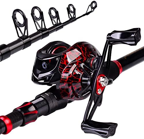 Fishing Rod and Reel Combo, 6.9ft Carbon Fiber Telescopic Fishing Pole with Spinning/Baitcasting Reel Combos, Sea Saltwater Freshwater Ice Bass Fishing Tackle Set Fishing Rods Kit - Image 2
