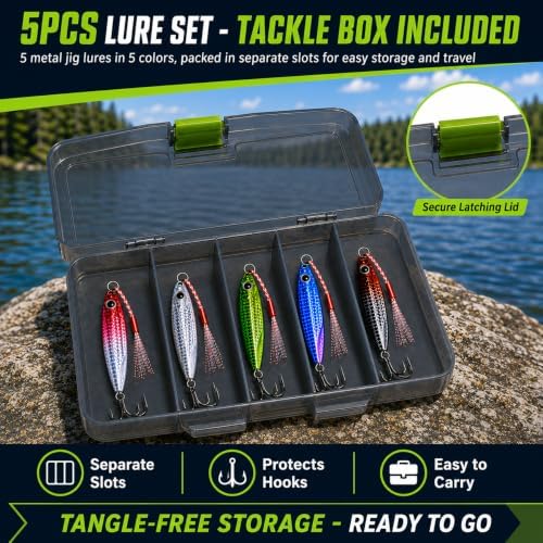 5PCS Metal Jig Fishing Lures with Box, 0.53oz for Bass & Trout - Image 3