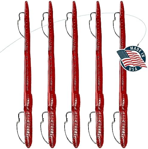 DeLong Lures 6" KILR Worm – Made in USA Weedless Pre-Rigged Soft Plastic Swimbaits, Extra Durable Bass Fishing Lures for Pike and More, 5-Pack Variety by DelongLures