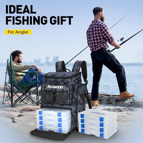 PLUSINNO Fishing Tackle Backpack with Rod Holders，42L Water-resistant Fishing Bag Store Fishing Gear, Fisher Gifts For Men. - Image 4