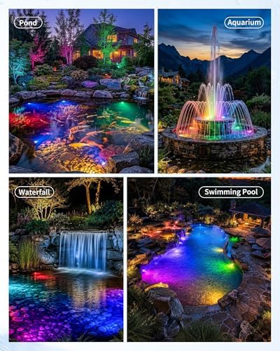 POPOSOAP Solar Pond Lights with RGB Multi-Color, 3W Underwater Solar Lights with Timer & Memory Function for Pond, Fountain, Pool, Garden, Aquarium(3 Headlamp)-P63WC - Image 6