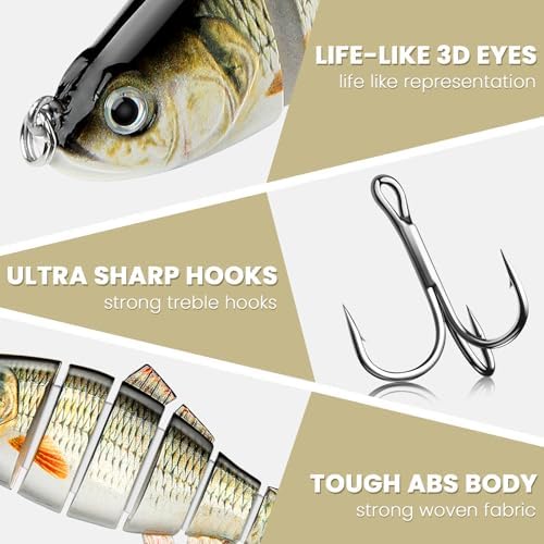 Bass Fishing Lure for Freshwater and Saltwater Lifelike Fishing Lures Multi Jointed Swimbait for Bass Trout Crappie Walleye Pike Fishing Gifts for Men - Image 4