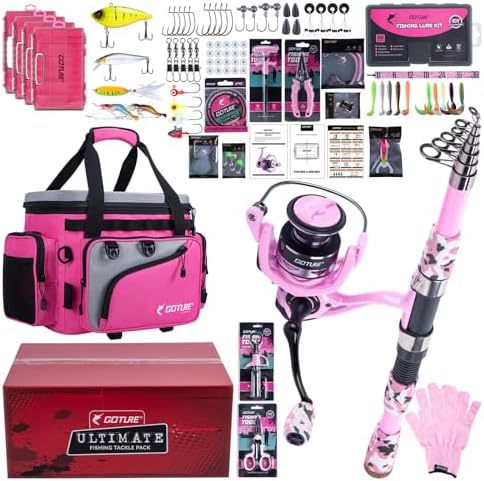 Goture Pink Fishing Rod and Reel Combos with Cooler Tackle Bag,6FT-9FT by Goture