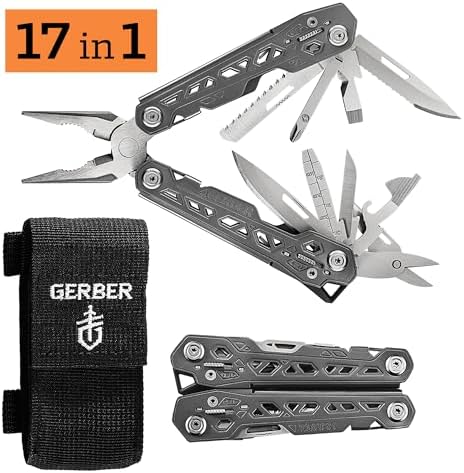 Gerber Truss 17-in-1 EDC Multitool Pliers, Pocket Knife with Sheath, Gray - Image 2