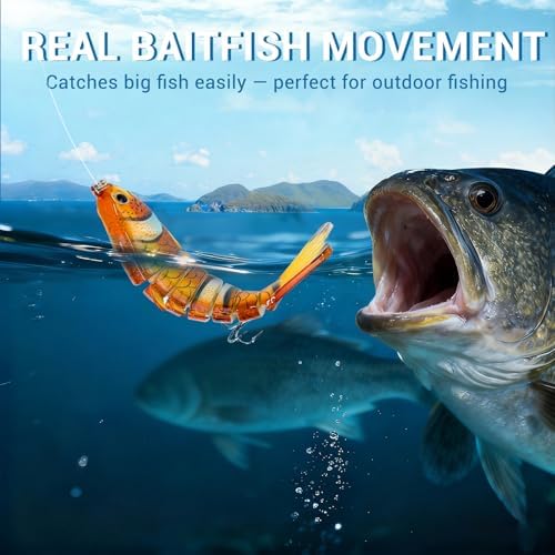 Keenjorika Easy Catch Fishing Lures, 3 Pack Multi-Jointed Swimbaits, Slow-Sinking Bass Fishing Lures, Wiggling, Vibrating & Rattling for More Bites, Hard Baits with Treble Hooks for Bass, Trout, Pike - Image 5