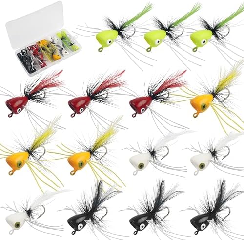 Fly Fishing Lures Poppers Flies Panfish Bluegill Bass Flies Bugs Lures Dry Flies Wet Flies Popper Lures 12/15pcs by AGOOL