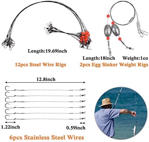 Saltwater Surf Fishing Tackle Kit, Surf Fishing Bait Rigs Bucktail Jig Saltwater Fishing Lures Pyramid Weights Wire Leaders Hooks Swivel Ocean Beach Fishing Gear Box - Image 2