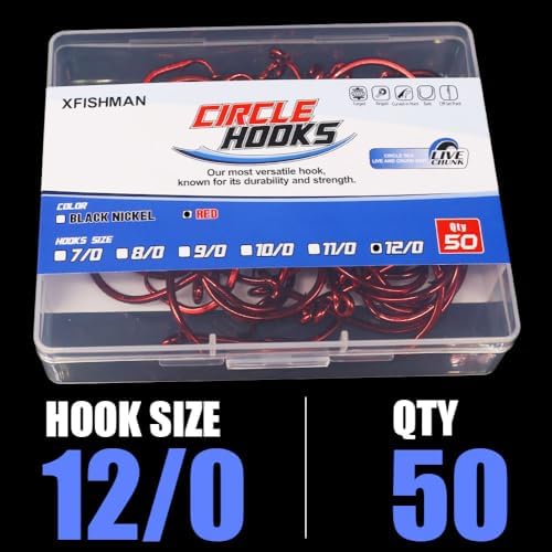 XFISHMAN Circle Hooks - Octopus Hooks Saltwater - 50 Pack #1 12/0 - Image 7
