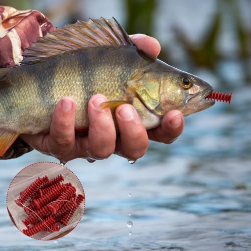 Soulchen Dip Bait Worms for Catfish Soft Swimming Lures for Catfish with Trident Hook Plastic Swim Baits Freshwater/Saltwater Plastic Swimming Lures - Image 6