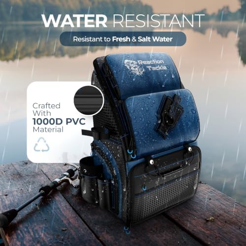 Reaction Tackle Saltwater Fishing Tackle Bags, Water Resistant 1000D PVC Tackle Box Bag with Removable Dividers, Fits 3600 and 3700 Trays, Backpack - Image 4