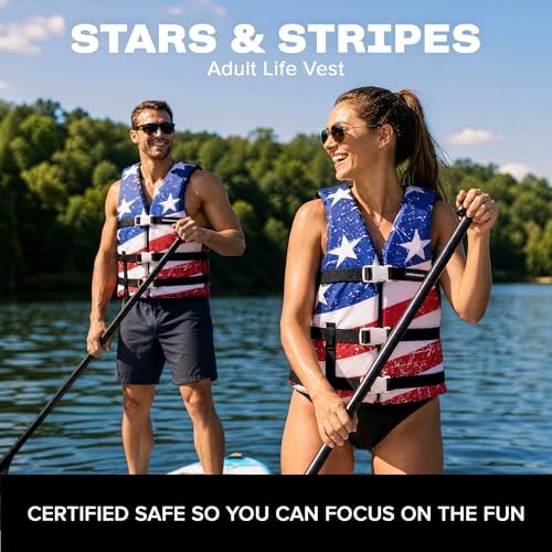 Sportstuff Stars & Stripes Life Jacket for Adults & Kids - USCG Approved Life Vest for Men, Women, Youth & Child, Open-Side Watersports Vest for Boating, Tubing & Swimming - Image 2