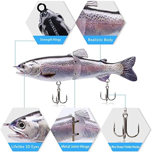 TRUSCEND Swimmax Easy Catch Fishing Lures with BKK Hooks, Wiggling, Vibrating, Rattling and Gurgling for More Bite, Heavy-Duty Dyneema Fiber Jointed Swimbaits for Bass, Trout, Walleye, Crappie, Pike - Image 2